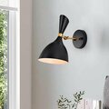 Warehouse Of Tiffany WM173-1BL Peri 1-Light Wall Sconce with Metal Cone Shade- Matte Black & Gold WM173/1BL